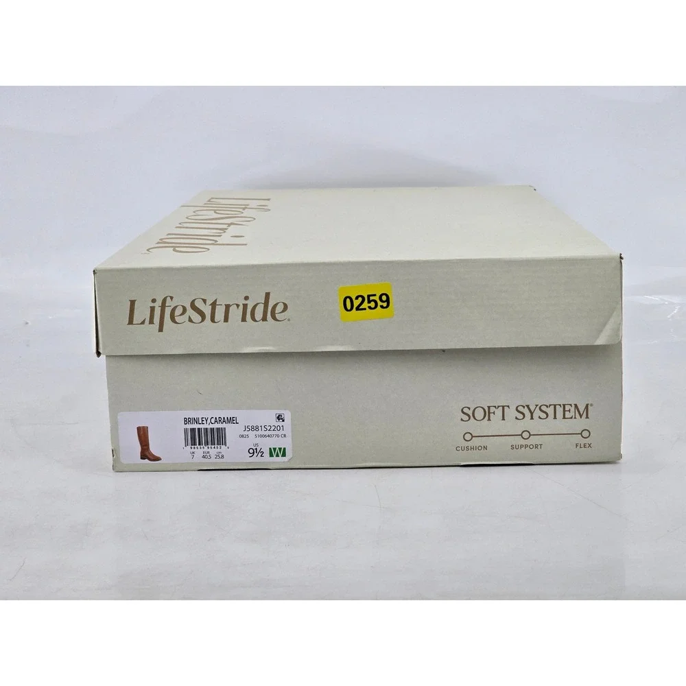 LifeStride Brinley Boots Womens 9.5W Caramel Tall Zip Soft System -NEW